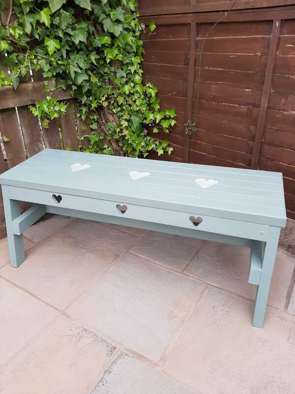 painted hearts bench